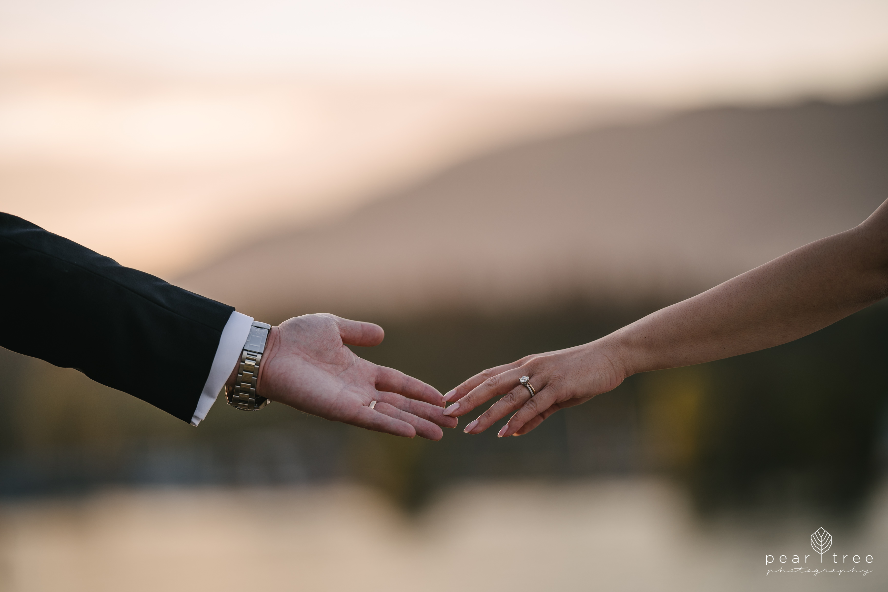 Wedding photo details - touching hands