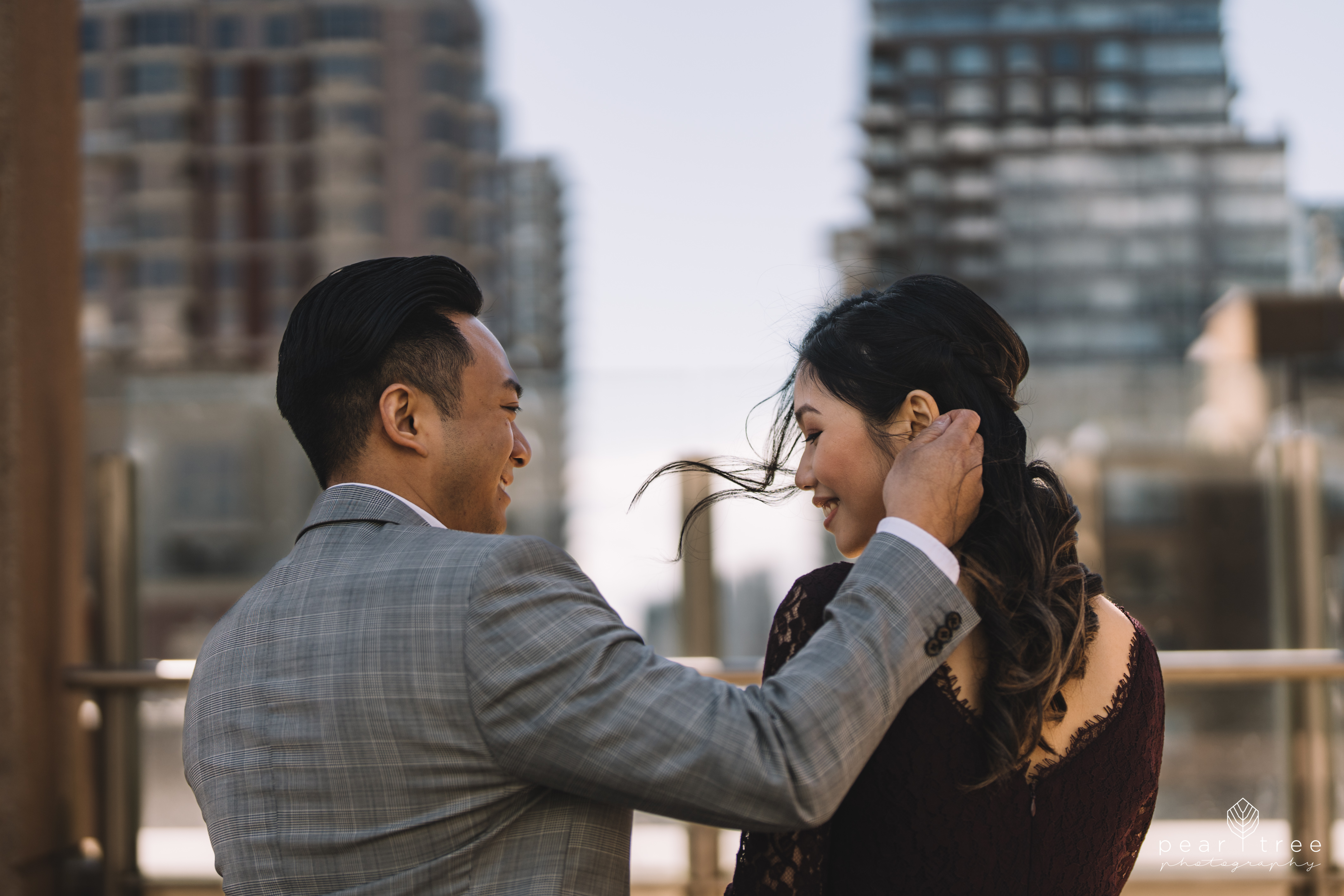 Vancouver Rooftop Cityscape Portraits Engagement