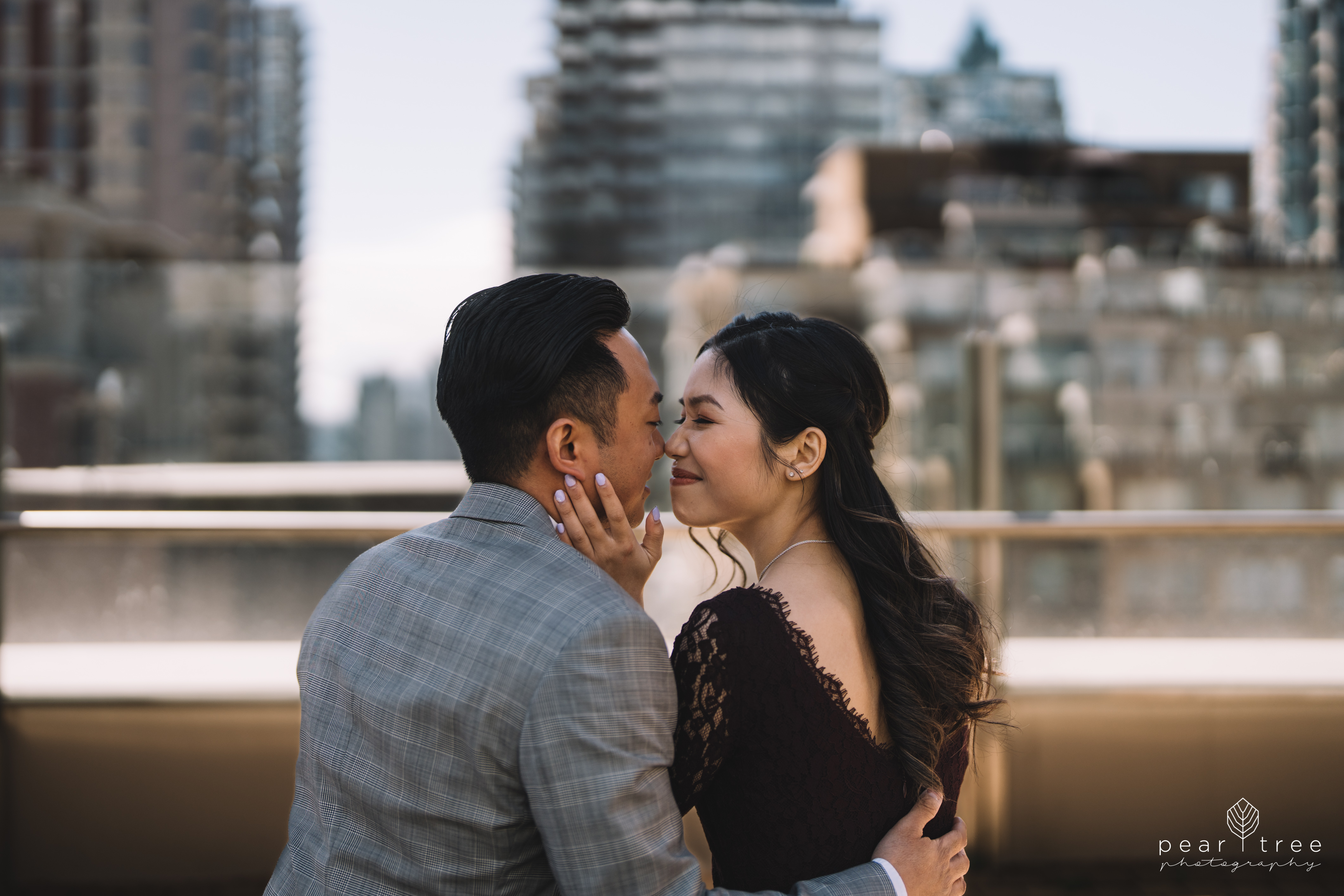 Vancouver Rooftop Cityscape Portraits Engagement