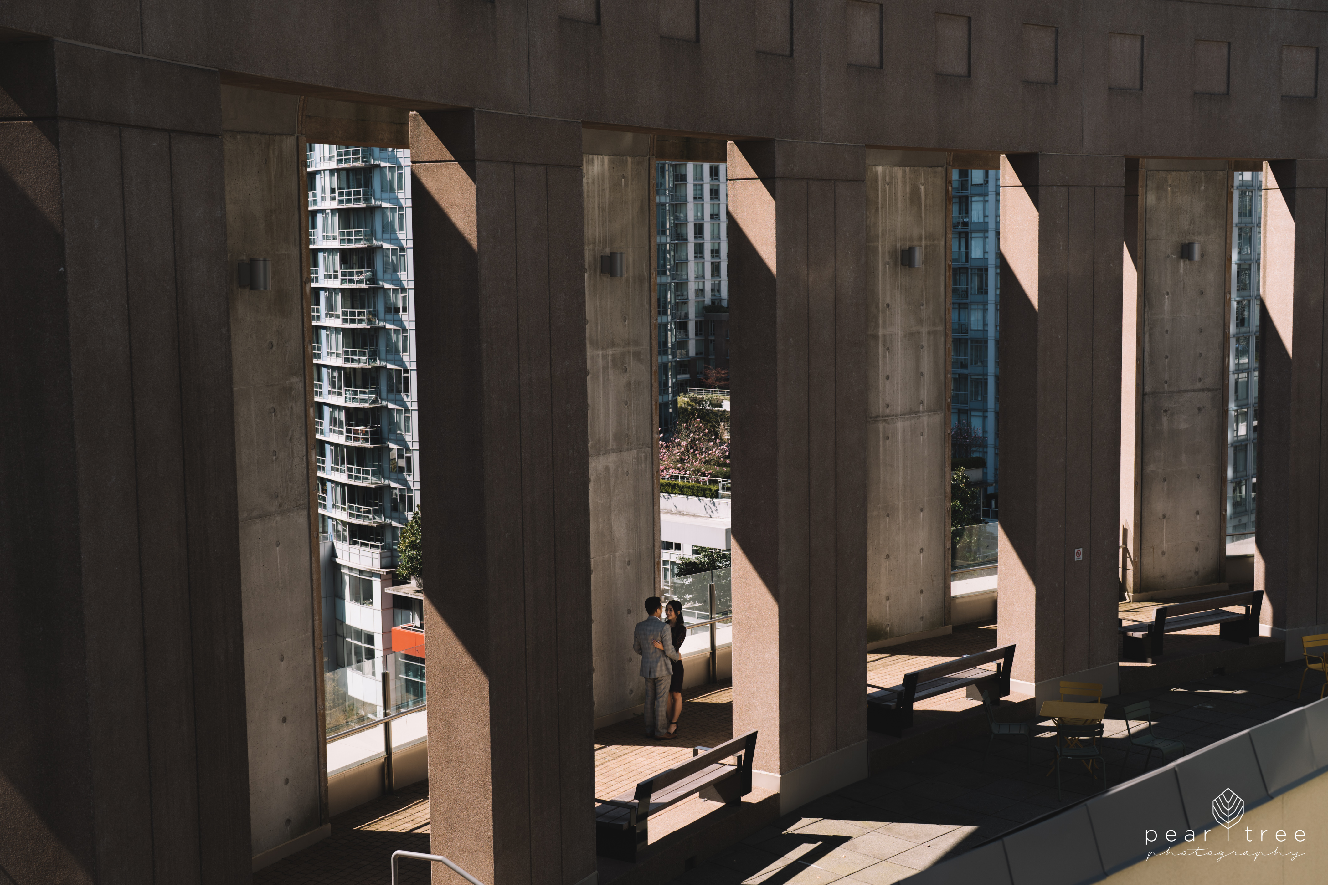 Vancouver Rooftop Cityscape Portraits Engagement
